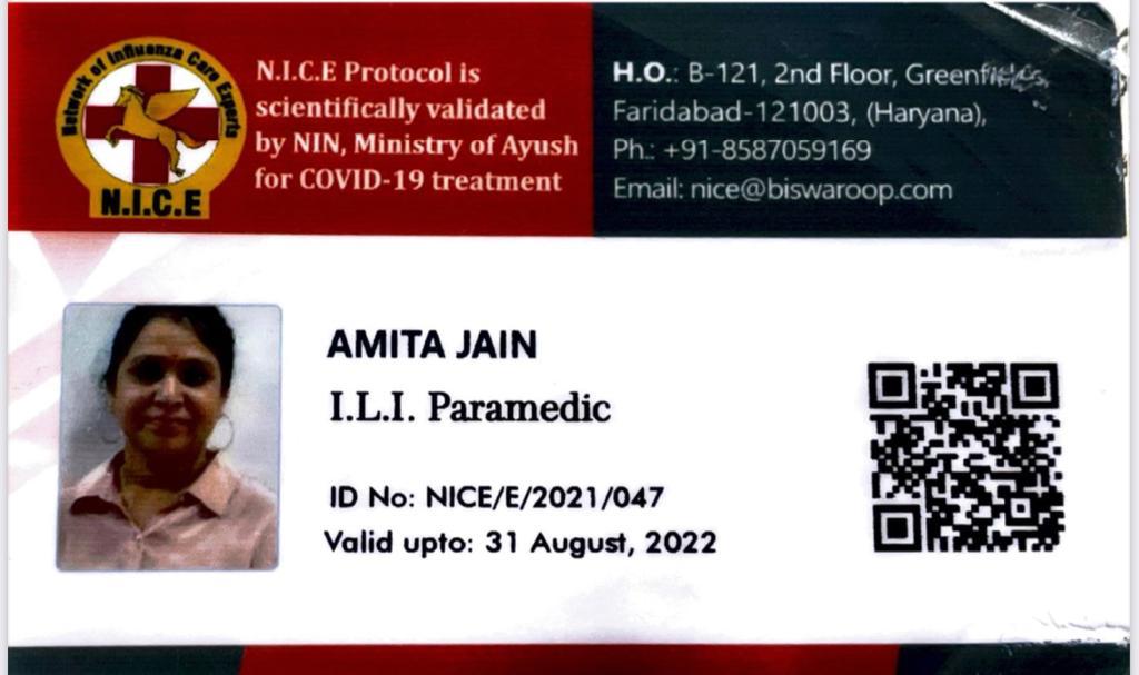 ILI-paramedic naturopathy doctor Amita Jain